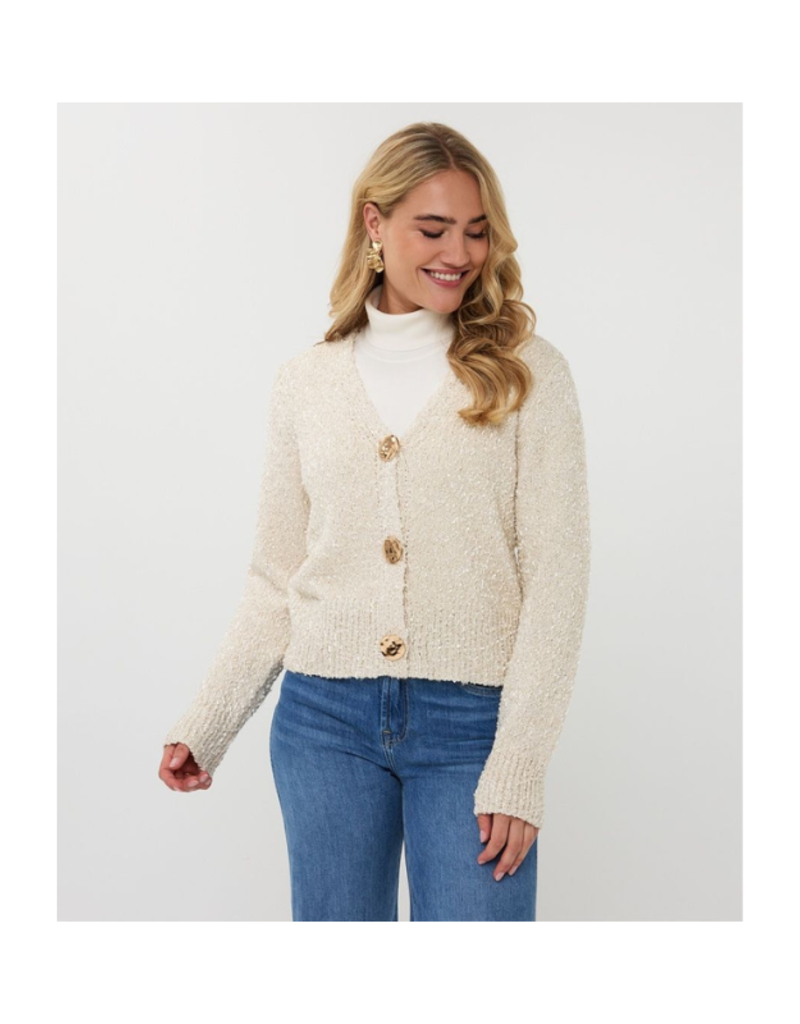 Esqualo Fancy Button Cardigan in Off White by Esqualo