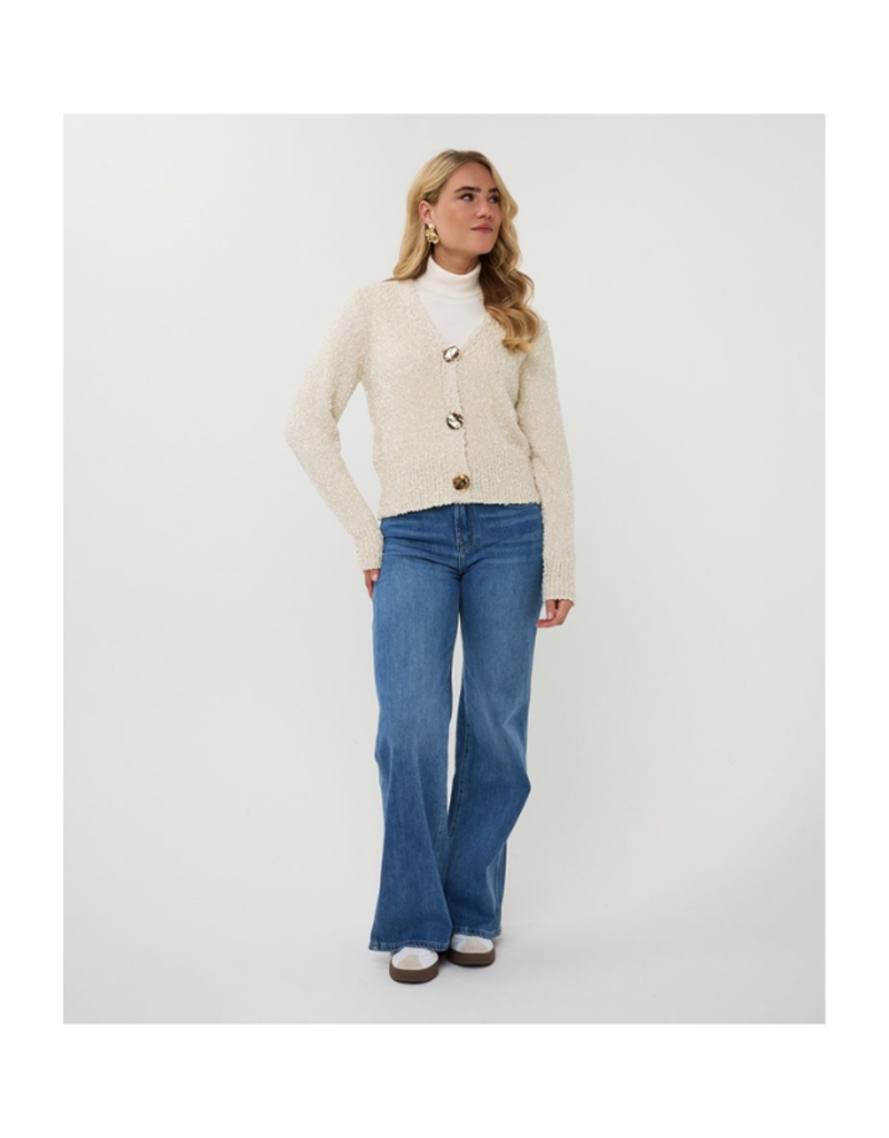 Esqualo Fancy Button Cardigan in Off White by Esqualo