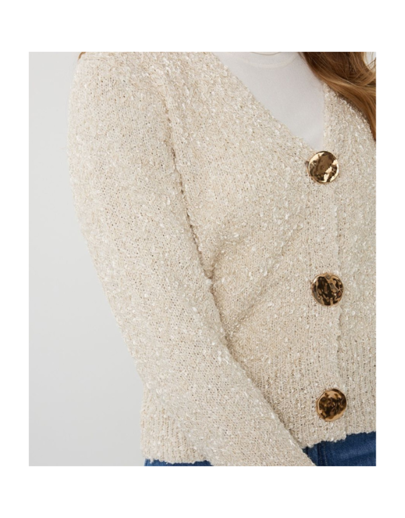 Esqualo Fancy Button Cardigan in Off White by Esqualo