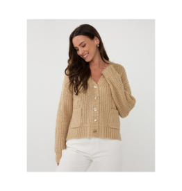 Esqualo Oversize Lurex Cardigan in Light Sand by Esqualo