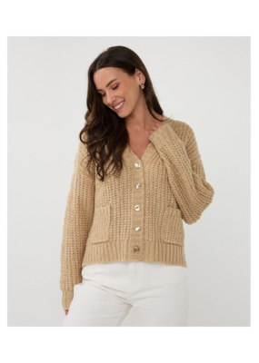 Esqualo Oversize Lurex Cardigan in Light Sand by Esqualo