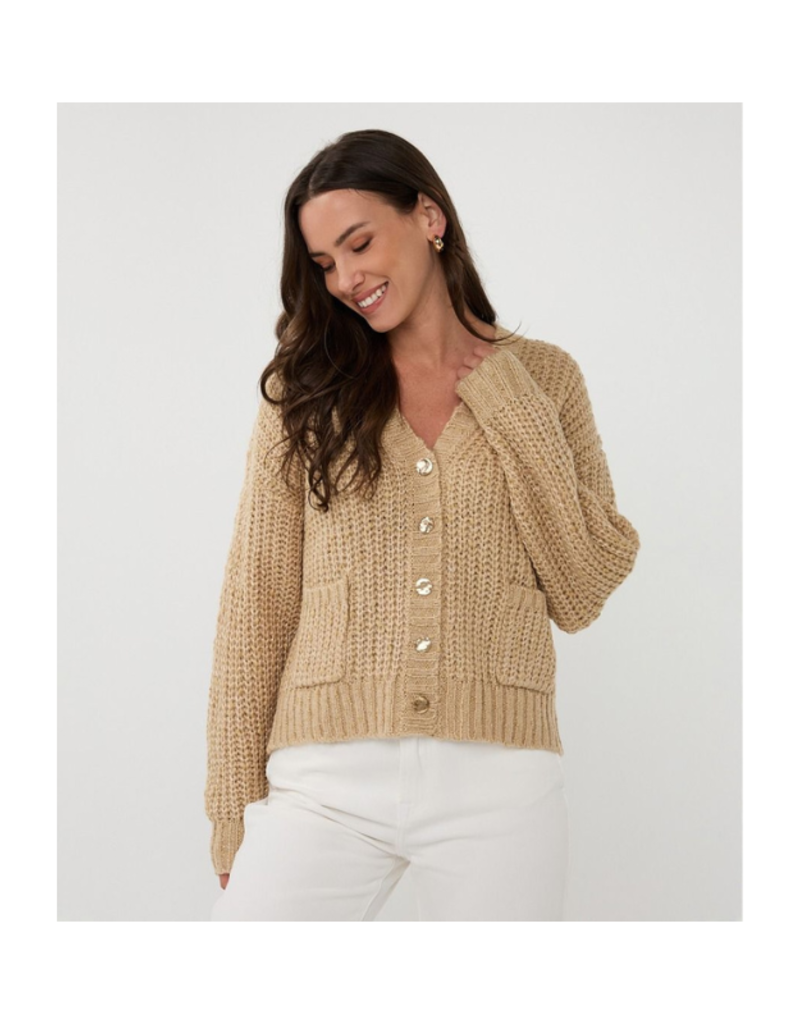 Esqualo Oversize Lurex Cardigan in Light Sand by Esqualo