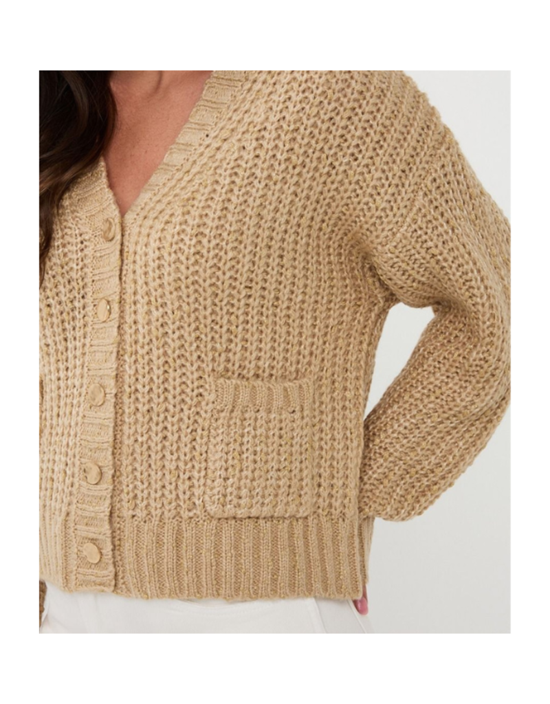 Esqualo Oversize Lurex Cardigan in Light Sand by Esqualo