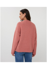 Esqualo V-Neck Brooch Sweater in Guave by Esqualo