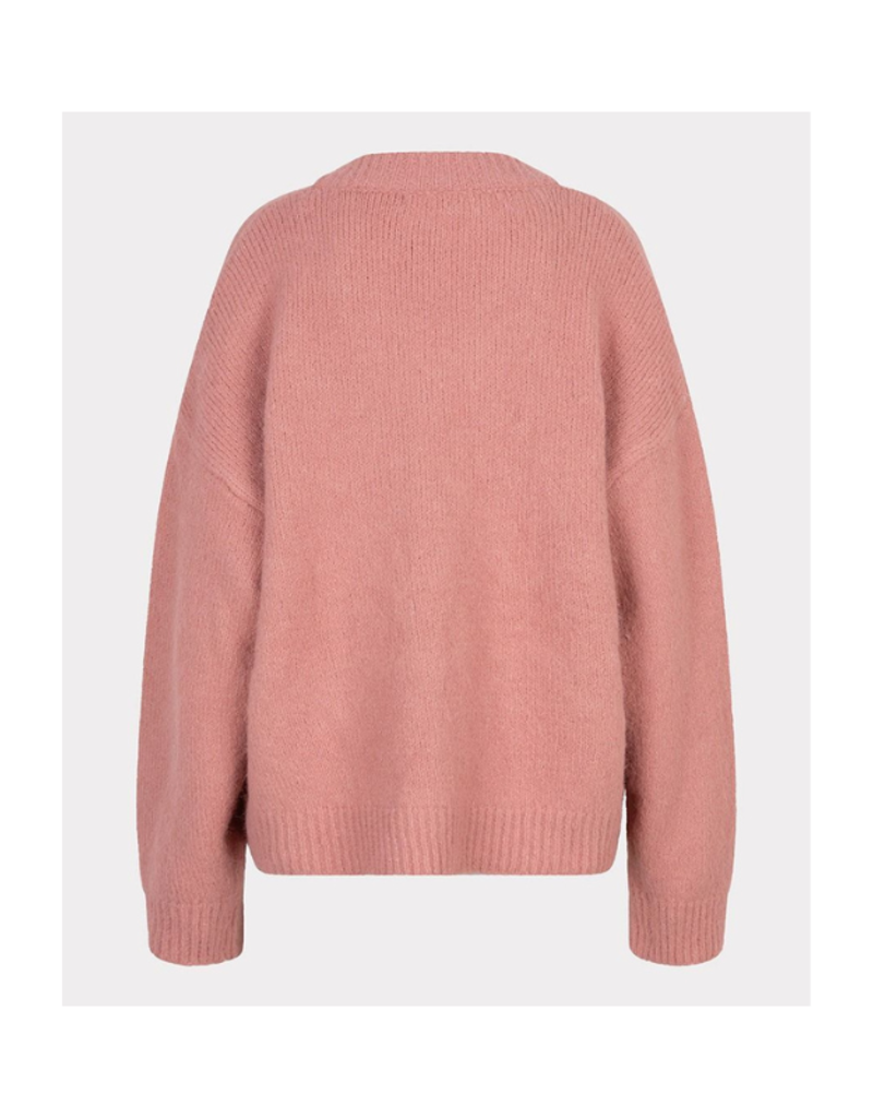 Esqualo V-Neck Brooch Sweater in Guave by Esqualo