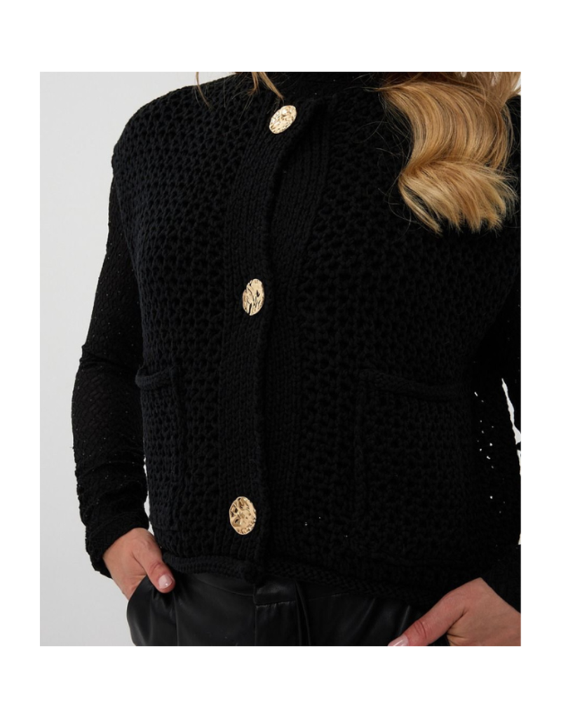 Esqualo Fancy Buttons Cardigan Vest in Black by Esqualo