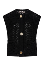 Esqualo Fancy Buttons Cardigan Vest in Black by Esqualo
