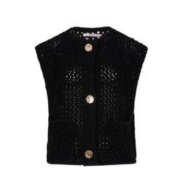Esqualo Fancy Buttons Cardigan Vest in Black by Esqualo