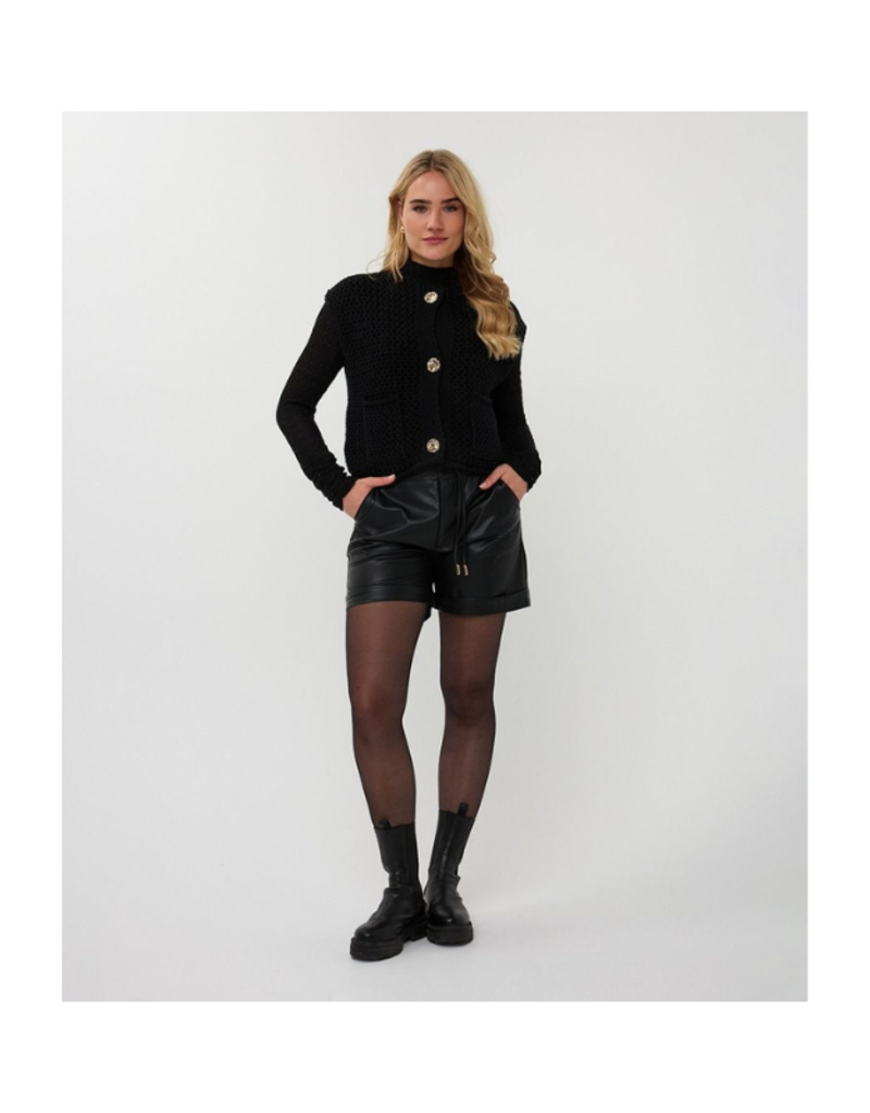 Esqualo Fancy Buttons Cardigan Vest in Black by Esqualo