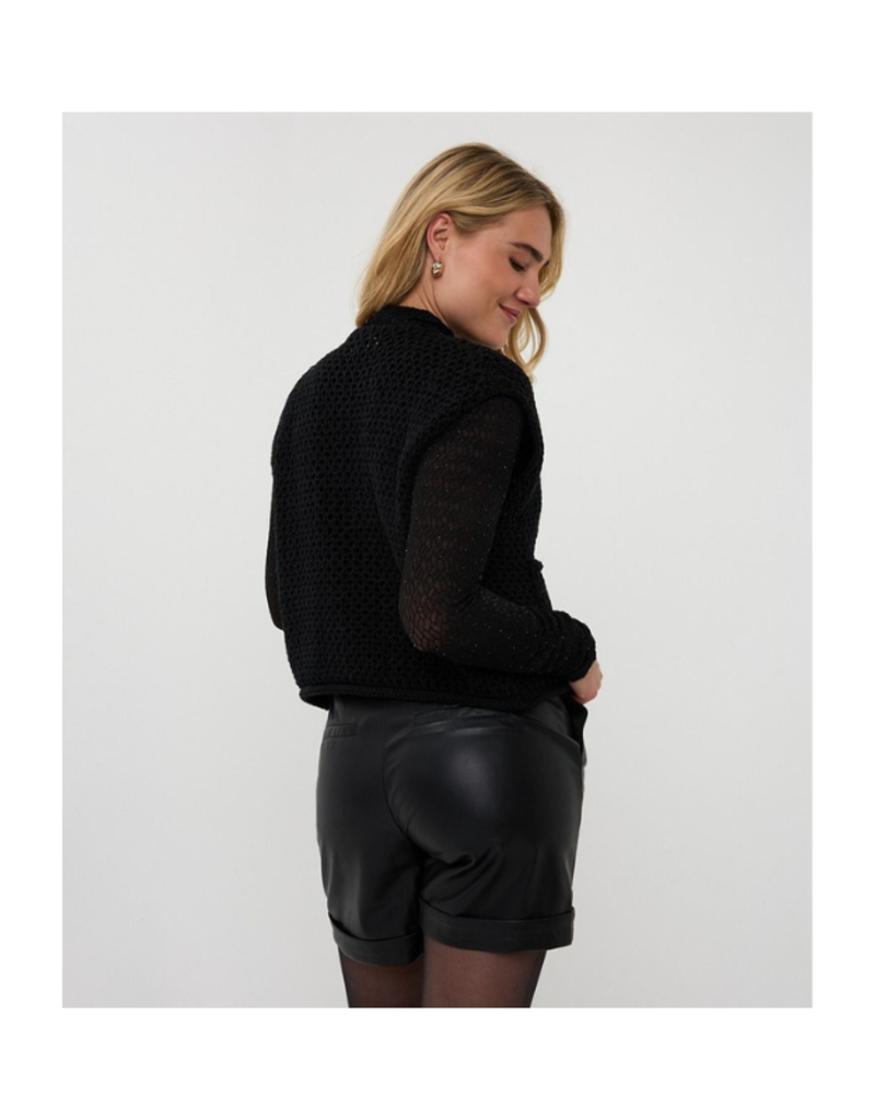 Esqualo Fancy Buttons Cardigan Vest in Black by Esqualo