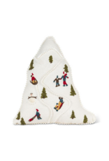 Ski Scene Boucle Tree Shaped Pillow