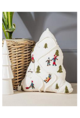 Ski Scene Boucle Tree Shaped Pillow