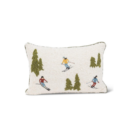 Ski Scene Boucle Rectangle Pillow