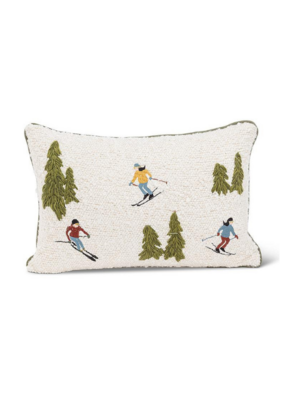 Ski Scene Boucle Rectangle Pillow