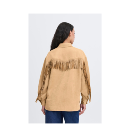 ICHI Effano Faux Suede Shirt in Travertine by ICHI