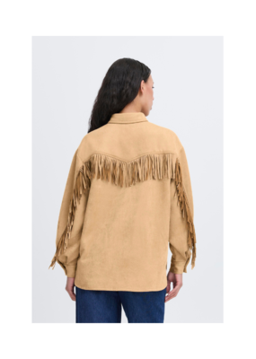 ICHI Effano Faux Suede Shirt in Travertine by ICHI