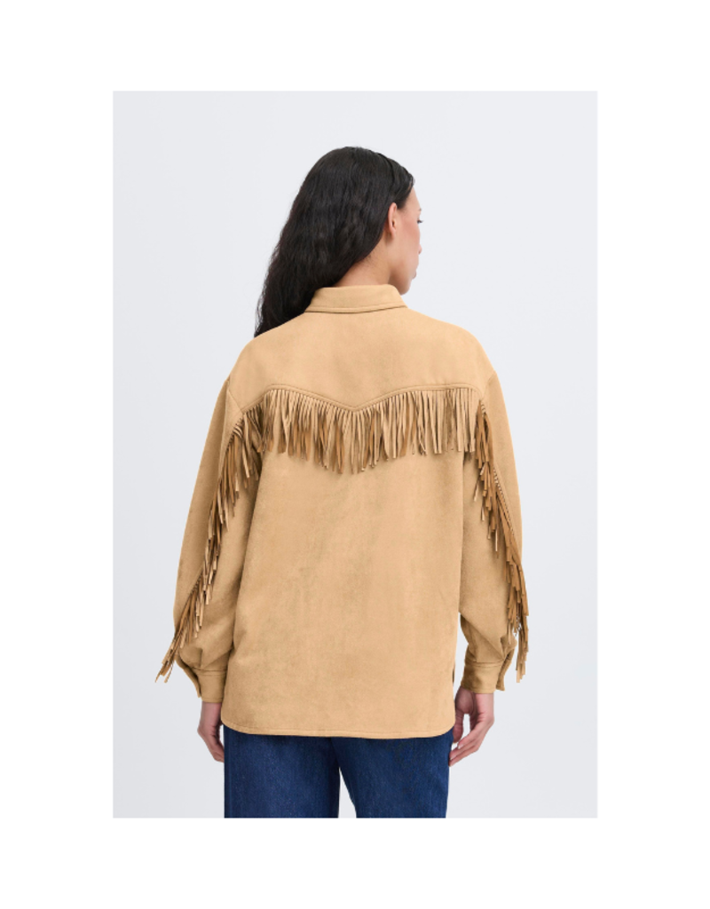 ICHI Effano Faux Suede Shirt in Travertine by ICHI