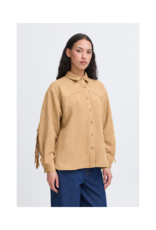 ICHI Effano Faux Suede Shirt in Travertine by ICHI