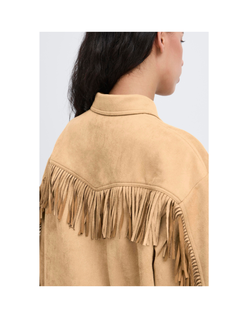 ICHI Effano Faux Suede Shirt in Travertine by ICHI