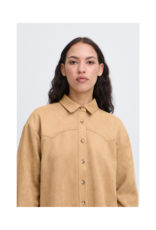 ICHI Effano Faux Suede Shirt in Travertine by ICHI