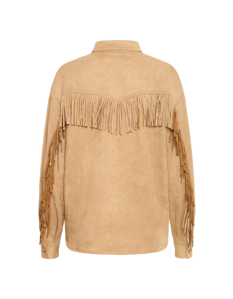 ICHI Effano Faux Suede Shirt in Travertine by ICHI