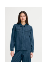ICHI Aubery Denim Shirt in Washed Dark Blue by ICHI