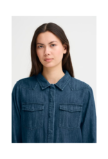 ICHI Aubery Denim Shirt in Washed Dark Blue by ICHI