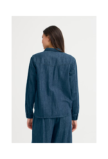 ICHI Aubery Denim Shirt in Washed Dark Blue by ICHI