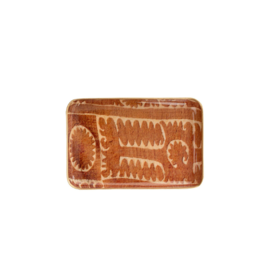 Indaba Trading Sunset Suzani Enameled Rectanlge Tray Small