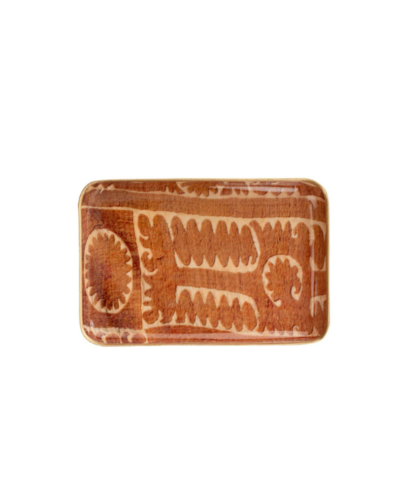 Indaba Trading Sunset Suzani Enameled Rectanlge Tray Small