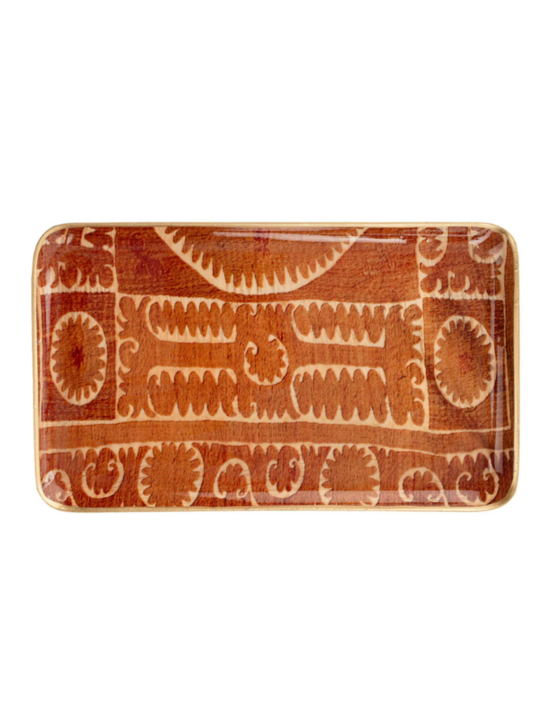 Indaba Trading Sunset Suzani Enameled Rectangle Tray Medium