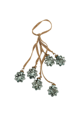 Indaba Trading Set of 6 Teal Snowflake Bunch Ornaments