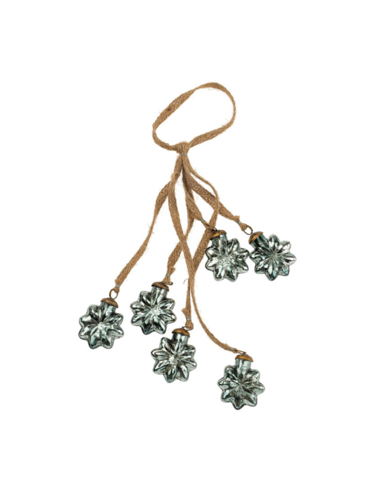 Indaba Trading Set of 6 Teal Snowflake Bunch Ornaments