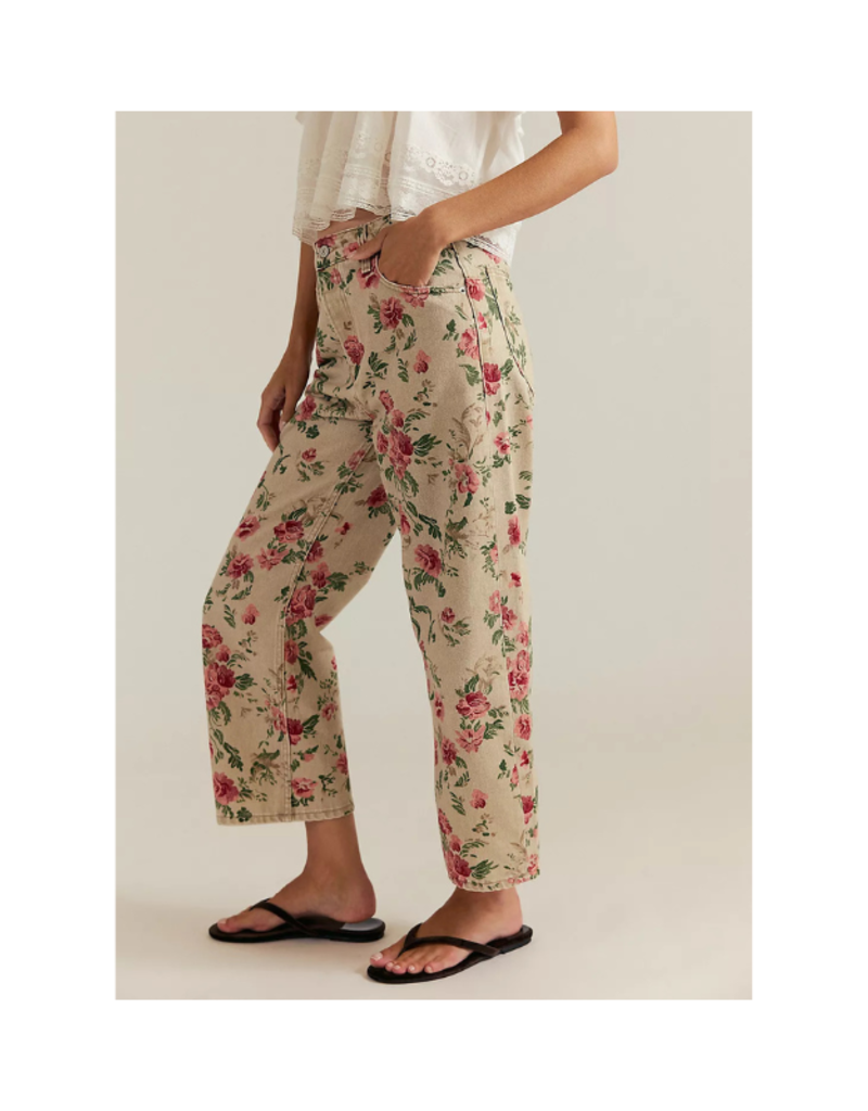 Free People Deep Trance Printed Jeans in Cream by Free People