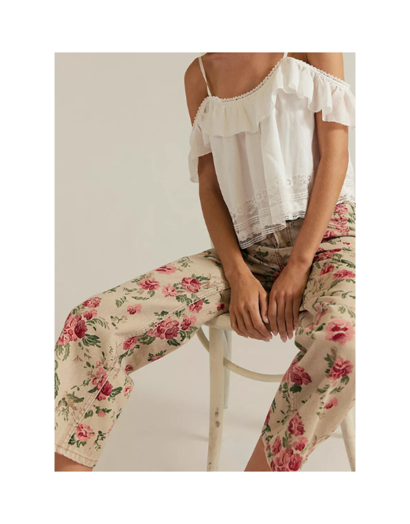 Free People Deep Trance Printed Jeans in Cream by Free People