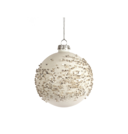 White Glitter Ball Ornament