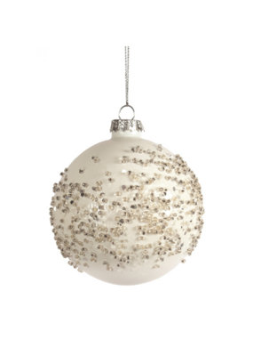 White Glitter Ball Ornament