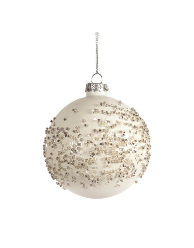White Glitter Ball Ornament