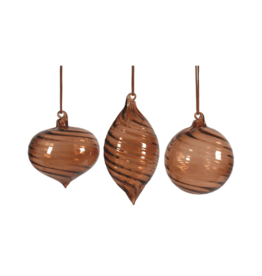 Brown Ribbed Ornament Assorted