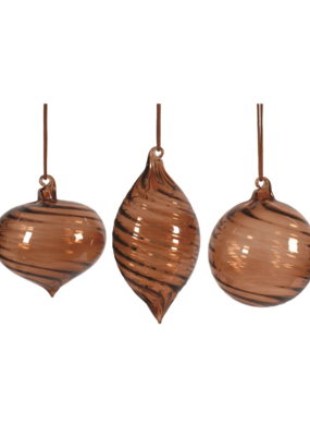 Brown Ribbed Ornament Assorted