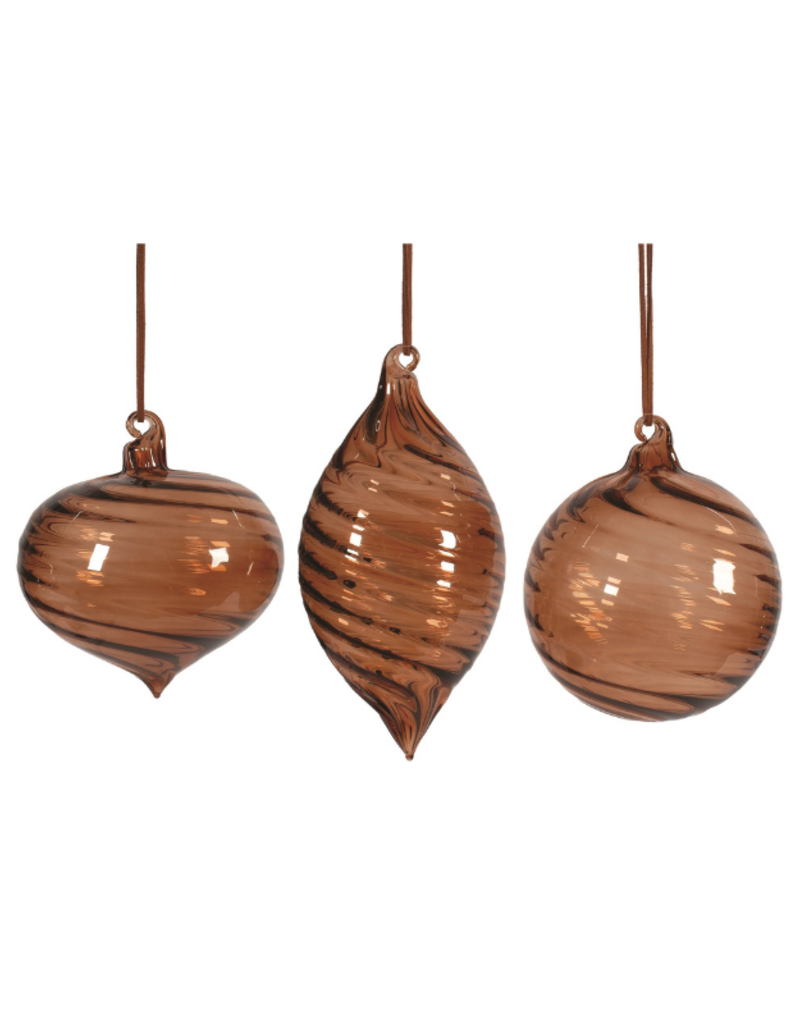 Brown Ribbed Ornament Assorted