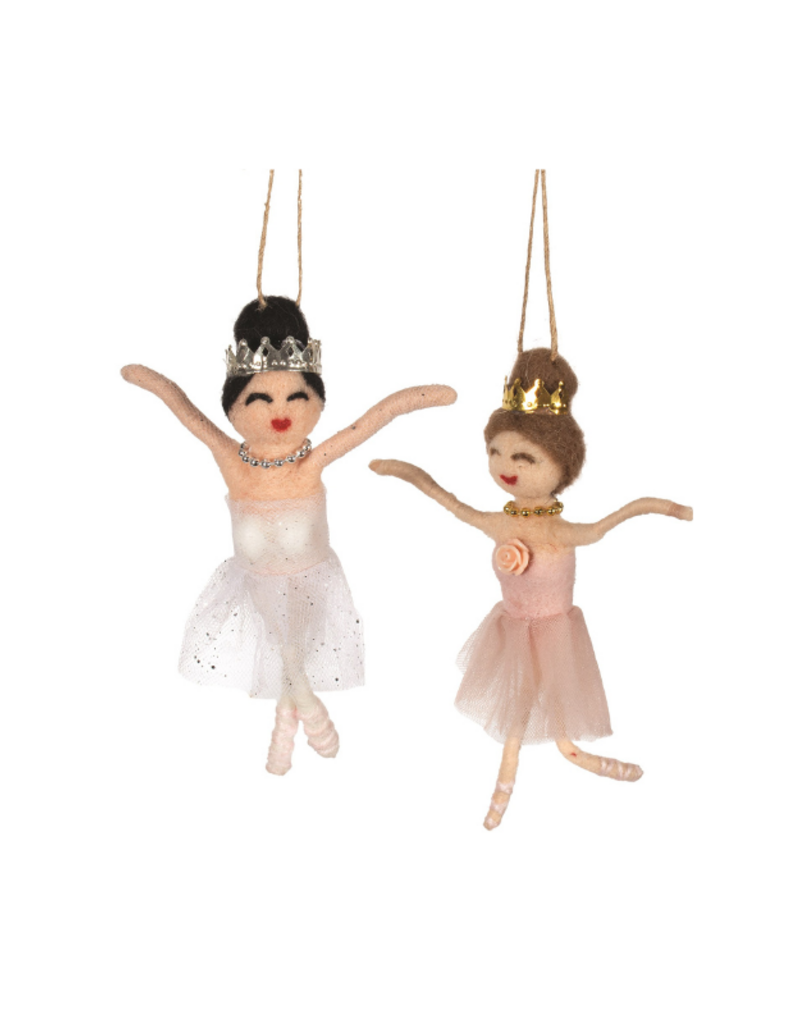 White & Pink Ballerina Ornaments Assorted