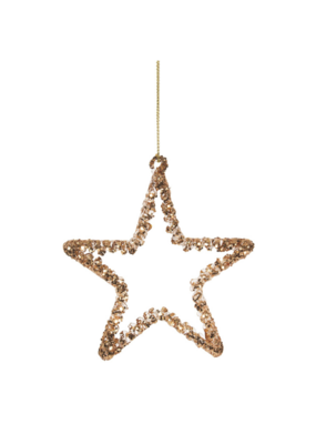 Glass Gold Glitter Star Ornament