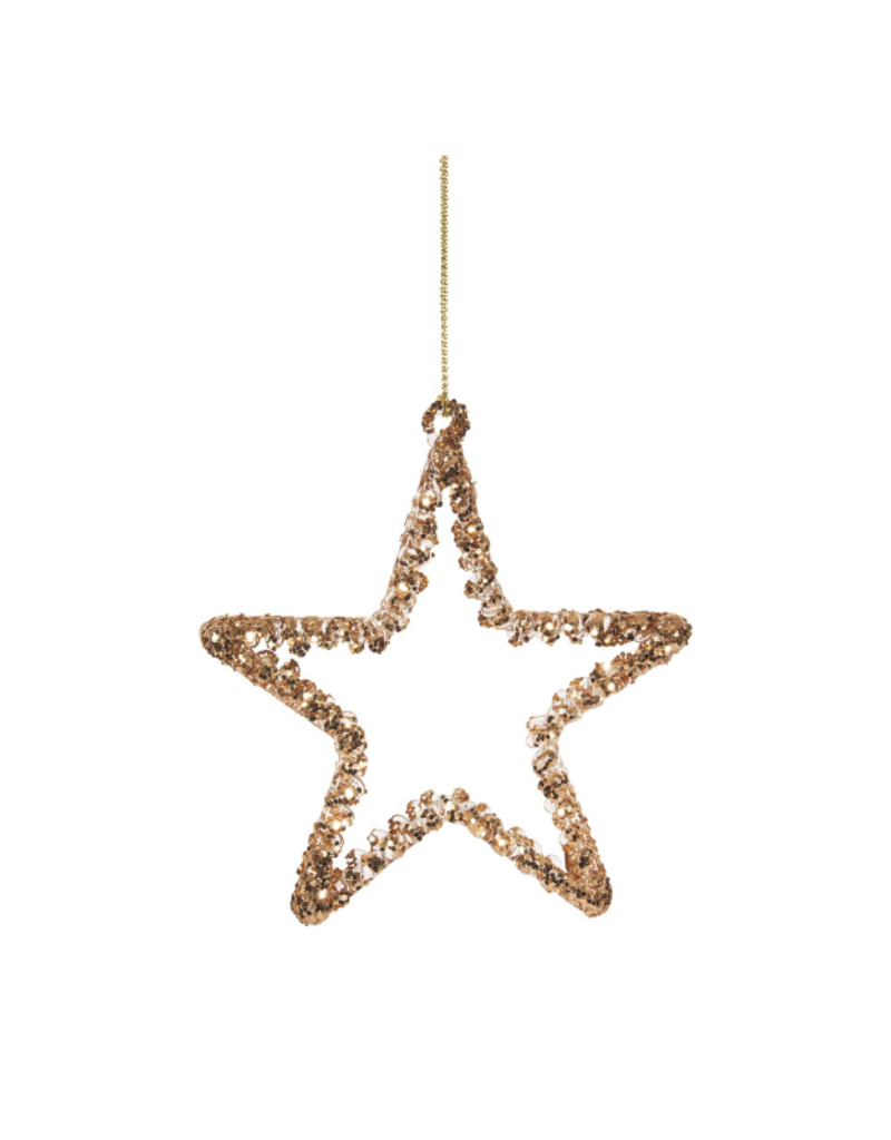 Glass Gold Glitter Star Ornament