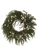 Pine White Berry Wreath 24"