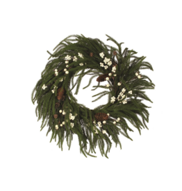 Pine White Berry Wreath 24"