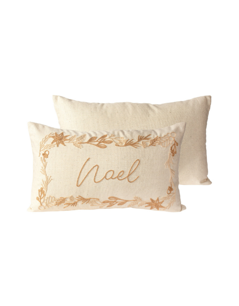 Embroidered Leaves Noel Pillow
