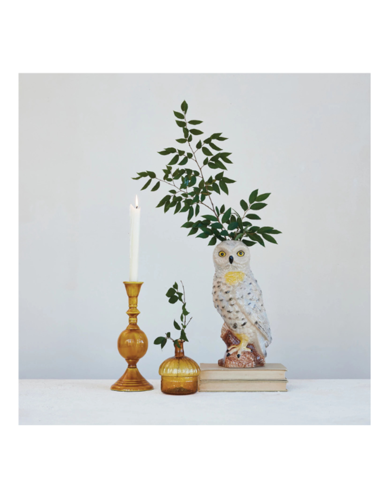 Creative Co-Op Hand-Painted Stoneware Owl Vase