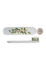 Creative Co-Op Holly Leaves Platter & Dish