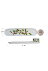 Creative Co-Op Holly Leaves Platter & Dish